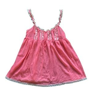 VICTORIA’S SECRET Sheer Lace Coral Chemise Babydoll Dress Small